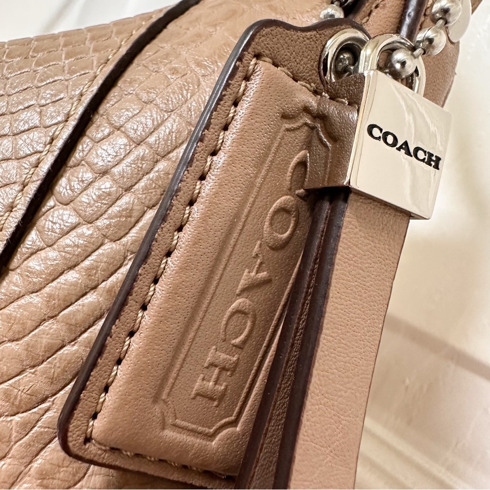 Coach Charlie Python Embossed Leather Hobo Bag Parchment Tan NWT - Picture 8 of 14